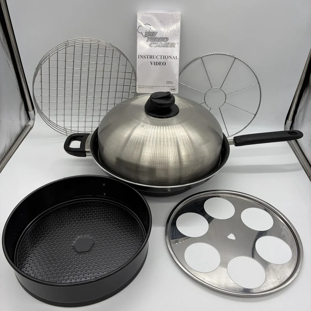 Vintage Turbo Cooker Plus All-in-One Stainless Steel Pan Cooking System + VHS